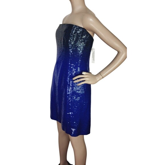 Kay Unger New York Strapless Blue Ombre Fully Sequined Party Dress Size 6 NEW - Picture 1 of 10